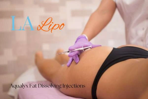 Woman having fat dissolving injections Barrow on thighs