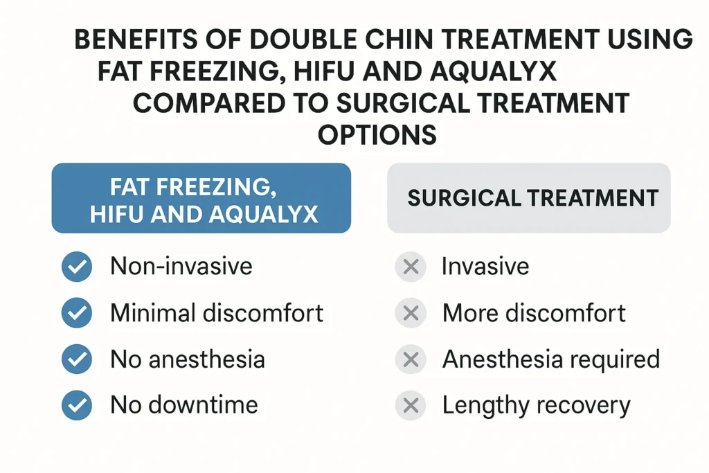 Graphic about the benefits of double chin treatment Barrow - from LA LIPO